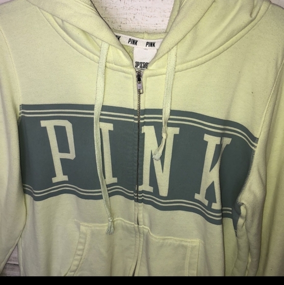 PINK VICTORIA’S SECRET zip-up hoodie green sweatshirt size large PINK hoodie - Picture 4 of 5